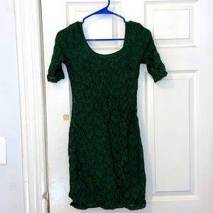 Green embroidered dress